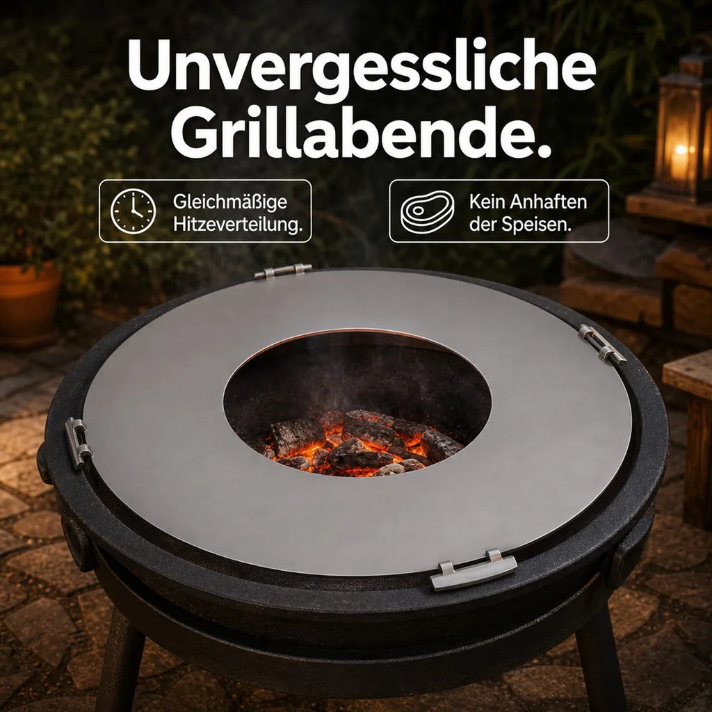 Grillplatte für Feuerschale, Edelstahl 82cm, 3mm