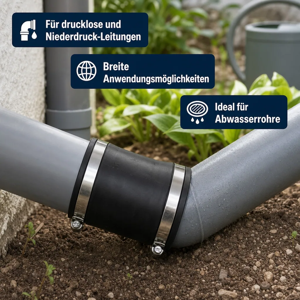 Flexible Kupplung 90mm, PVC Kupplung, Rohrreparatur ohne Kleben
