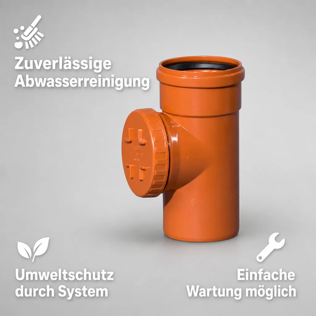 Reinigungsrohr DN 160, KG Rohr mit rundem Deckel, Abwasserrohr