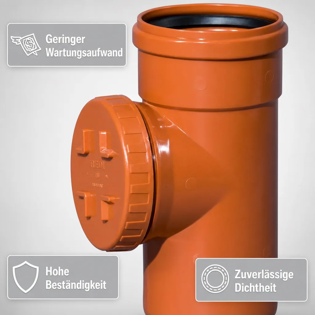 Reinigungsrohr DN 160, KG Rohr mit rundem Deckel, Abwasserrohr