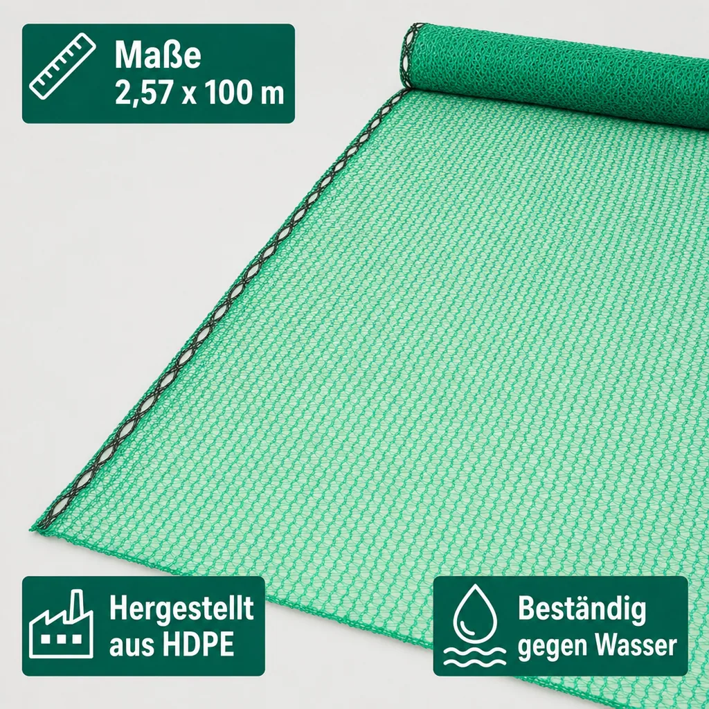 Gerüstschutznetz, 2,57 x 100 m, grün, 50g/m², robust, HDPE