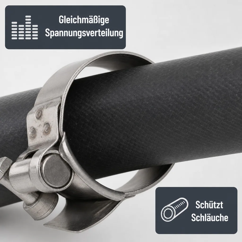 Schlauchschellen 70mm, Gelenkbolzenschelle, Edelstahl, DIN 3017