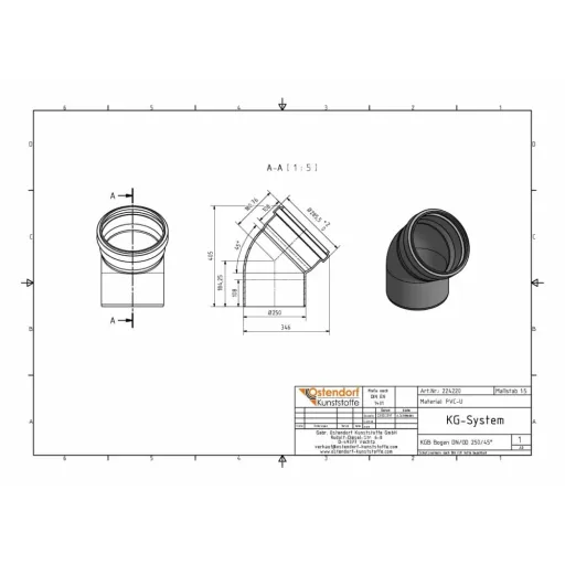 KGB Bogen DN/OD 250   45 Grad
