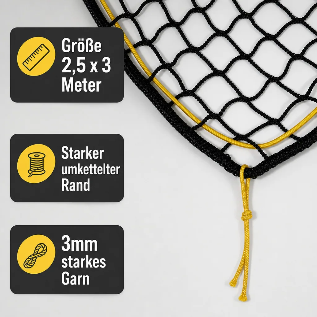 Abdecknetz knotenlos m. Expanderseil 2,5 x 3 m