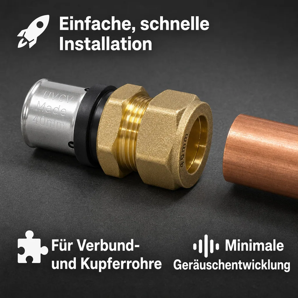 Pressfitting 32mm, Übergang Kupferrohr, Multikontur, Trinkwasser geeignet