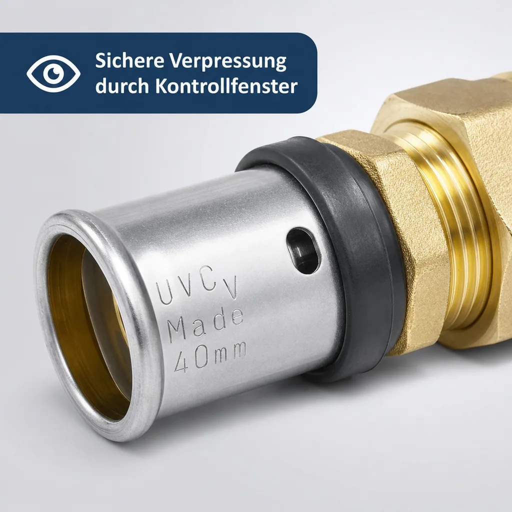 Pressfitting 32mm, Übergang Kupferrohr, Multikontur, Trinkwasser geeignet