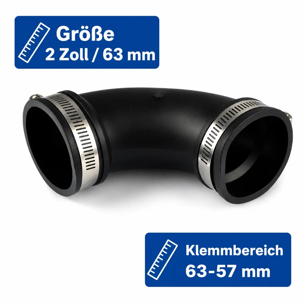 Flexible Fittings, Bogen 2"/63mm, PVC Elastomer Rohrverbinder