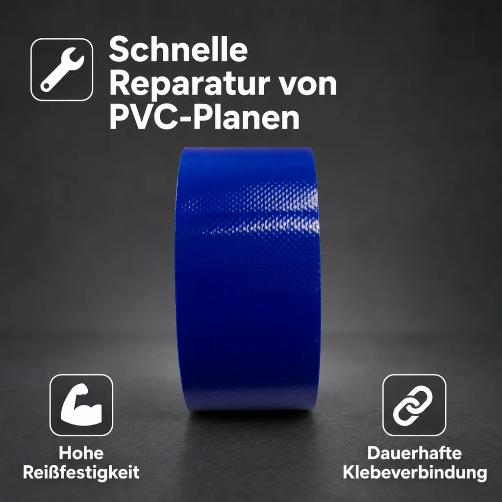 PVC Klebeband, 5m, blau, reißfestes Klebeband, für PVC Planen