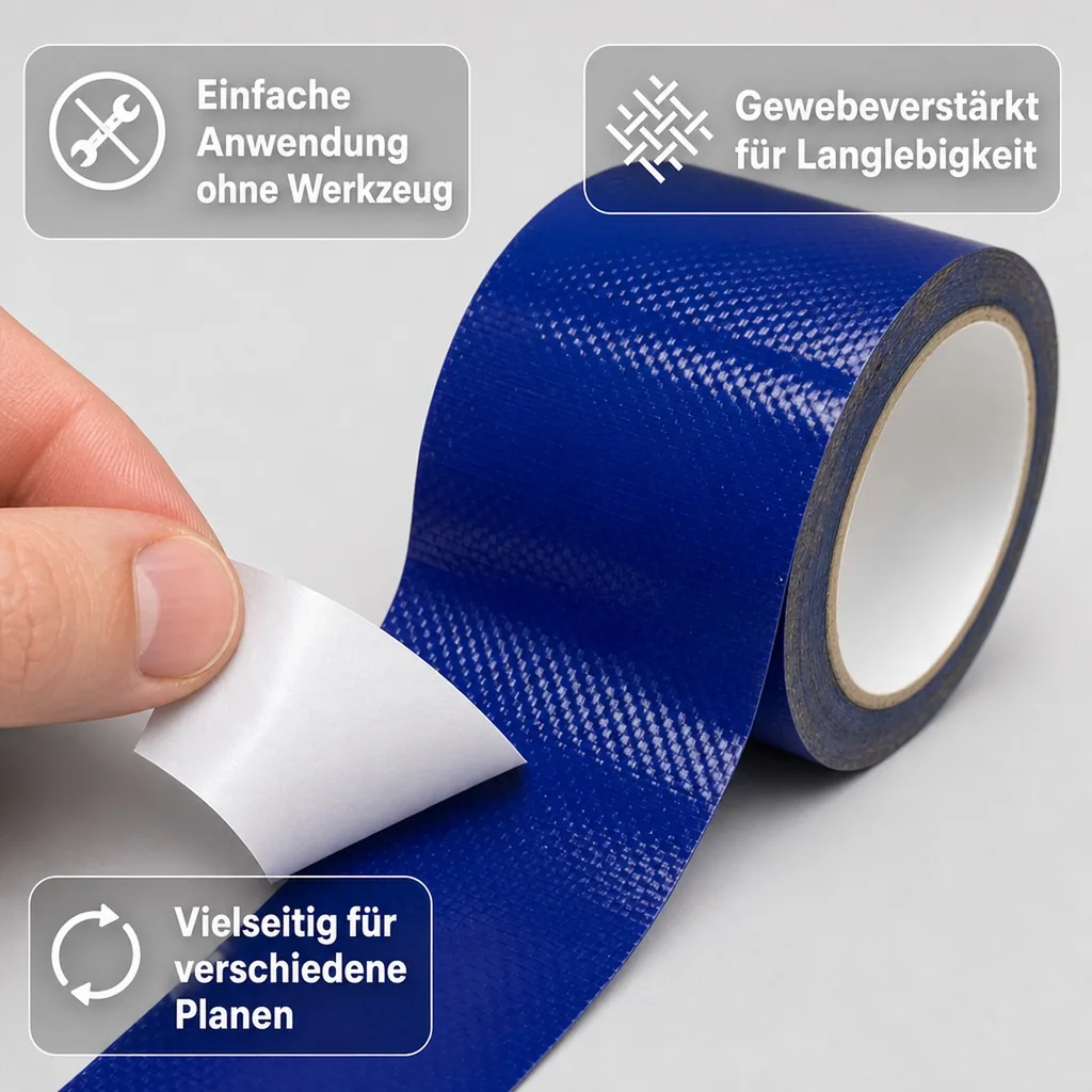 PVC Klebeband, 5m, blau, reißfestes Klebeband, für PVC Planen