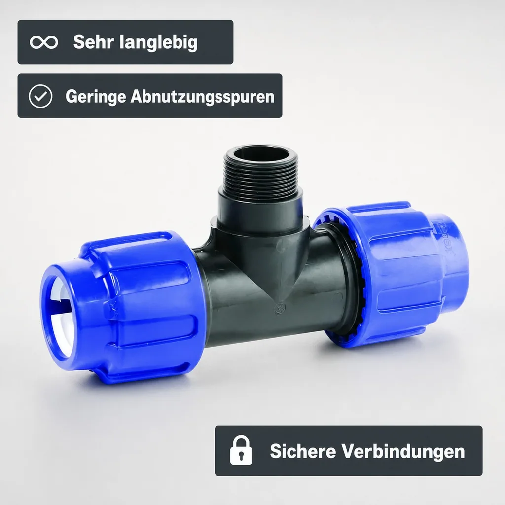 PP PE Rohr Verschraubung T-Stück 32 x 1" AG x 32