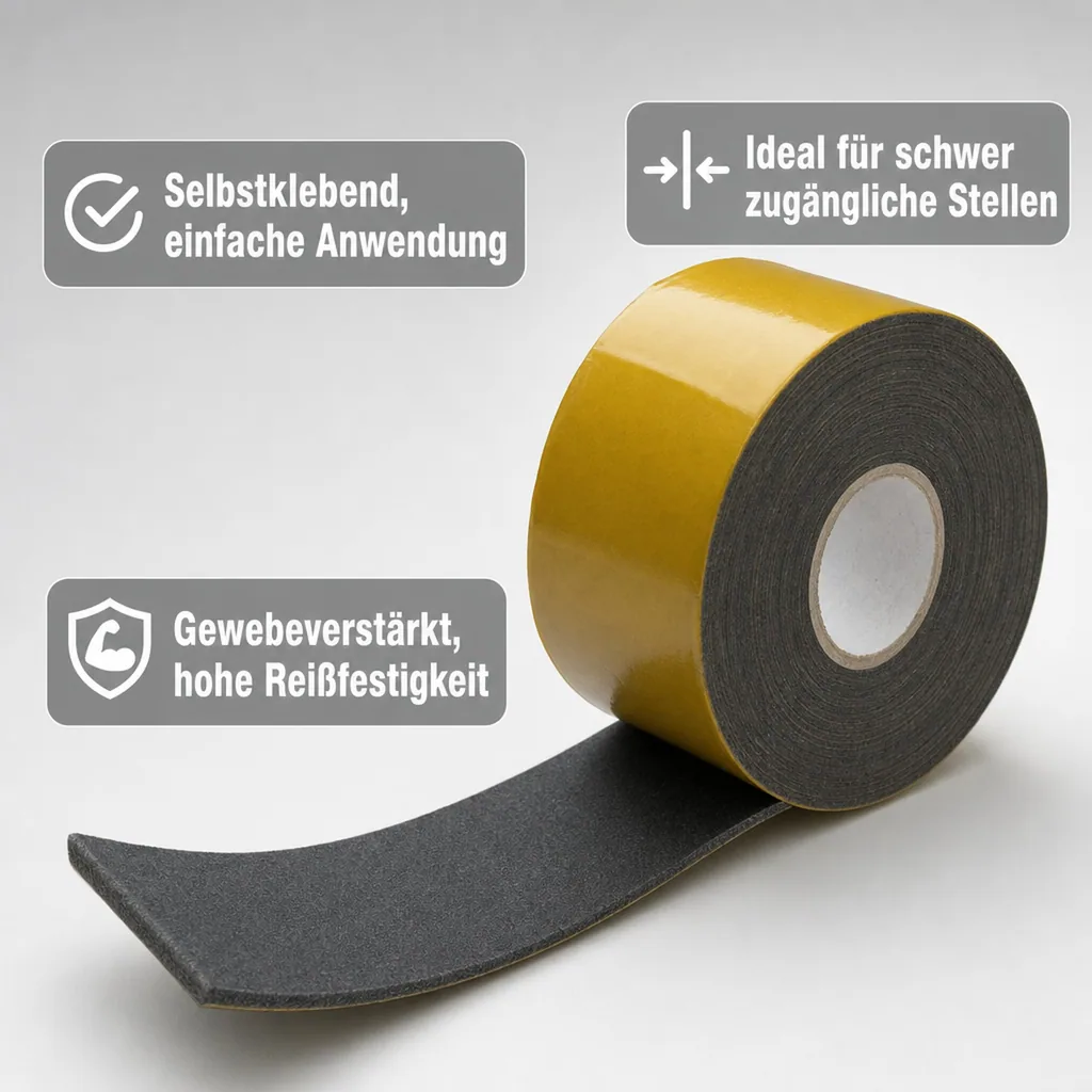 Kautschukband, selbstklebend, grau, 3mm x 50mm x 15m, Isolierband