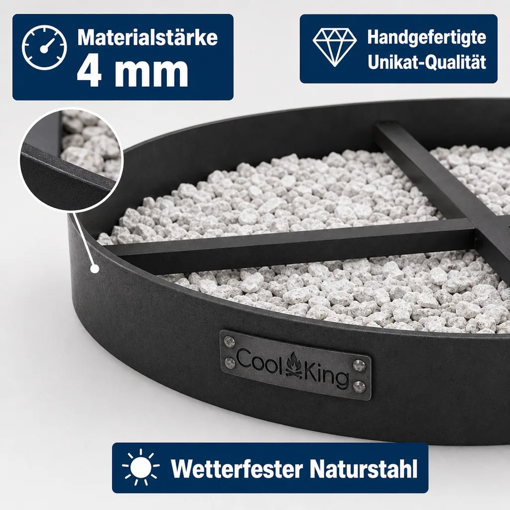 Feuerkorb Unterlage, Feuerschalenbasis rund 60 cm, Naturstahl