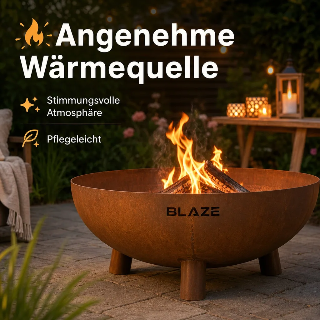 Feuerschale Cortenstahl 80 cm, Gartenfeuerstelle