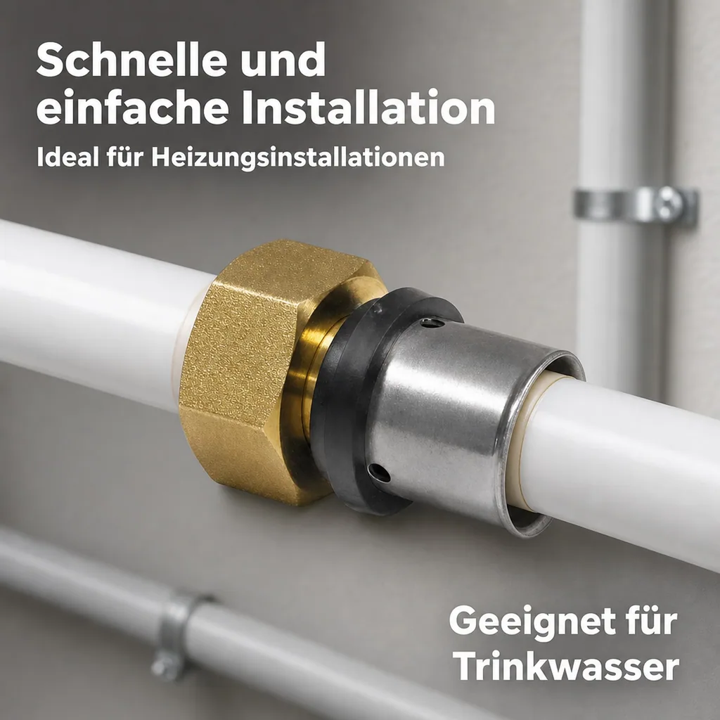 Pressfitting, Übergangsverschraubung 26 x 3 - 3/4 IG, Heizung