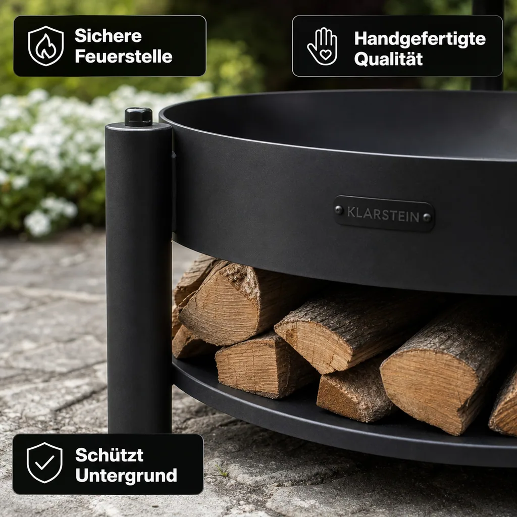 Feuerschale mit Grill, 80cm, Grillrost, multifunktional, Naturstahl