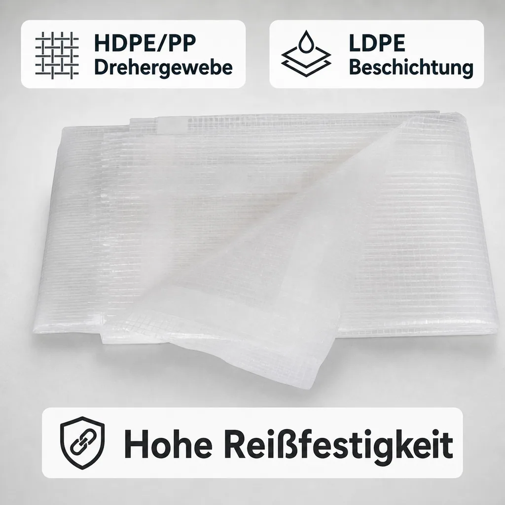 Abdeckplane transparent, Gitterfolie, 8 x 14 m (112m²)