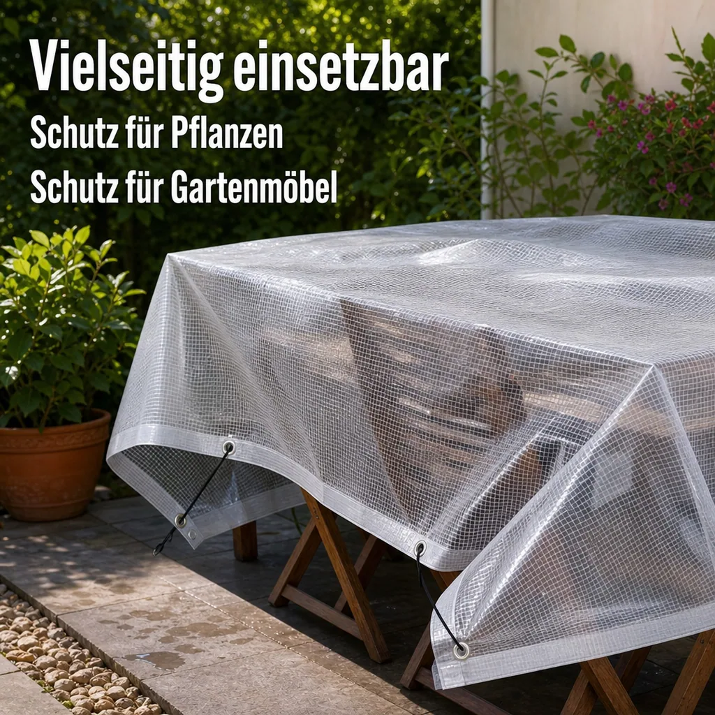Abdeckplane transparent, Gitterfolie, 8 x 14 m (112m²)