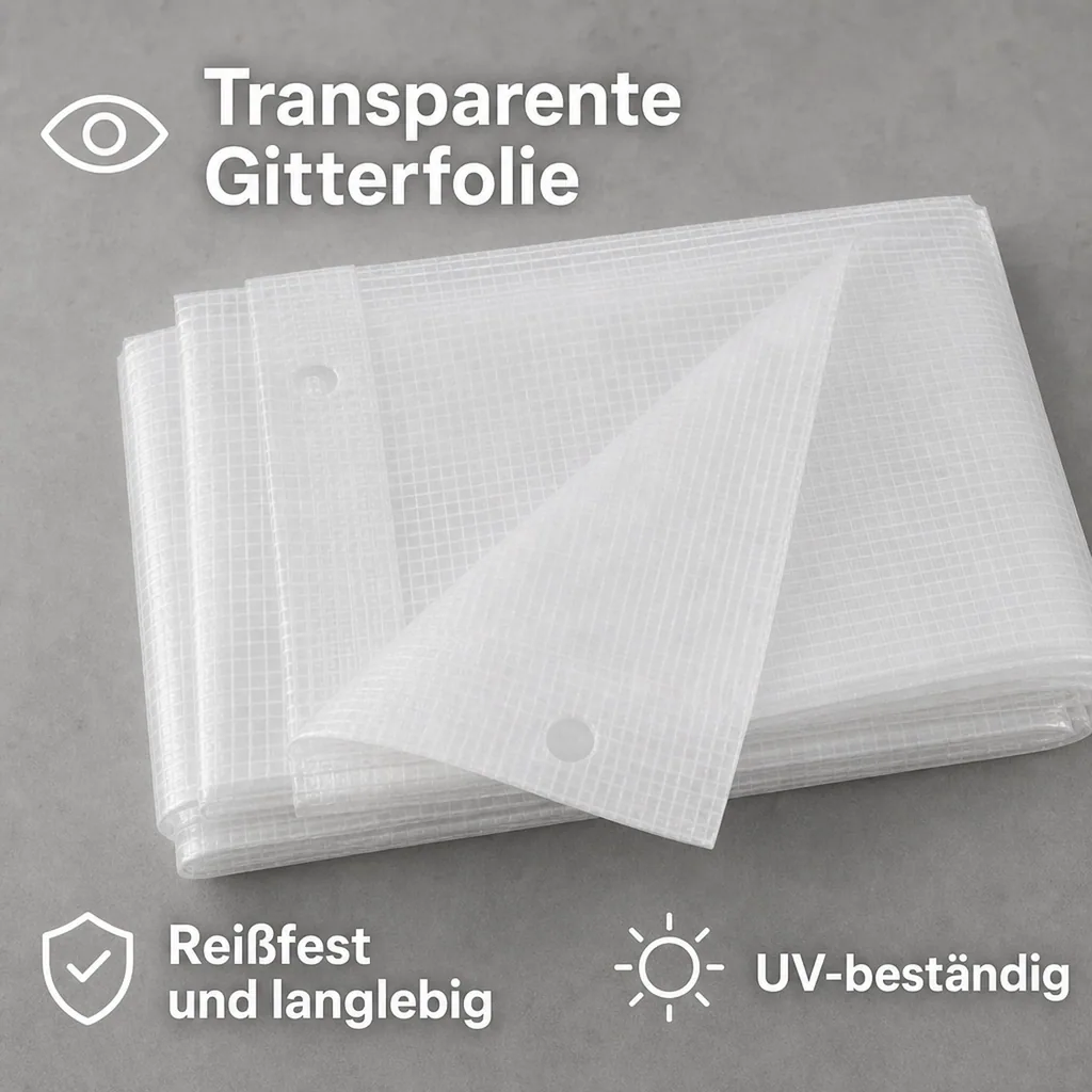 Abdeckplane transparent, Gitterfolie, 8 x 14 m (112m²)