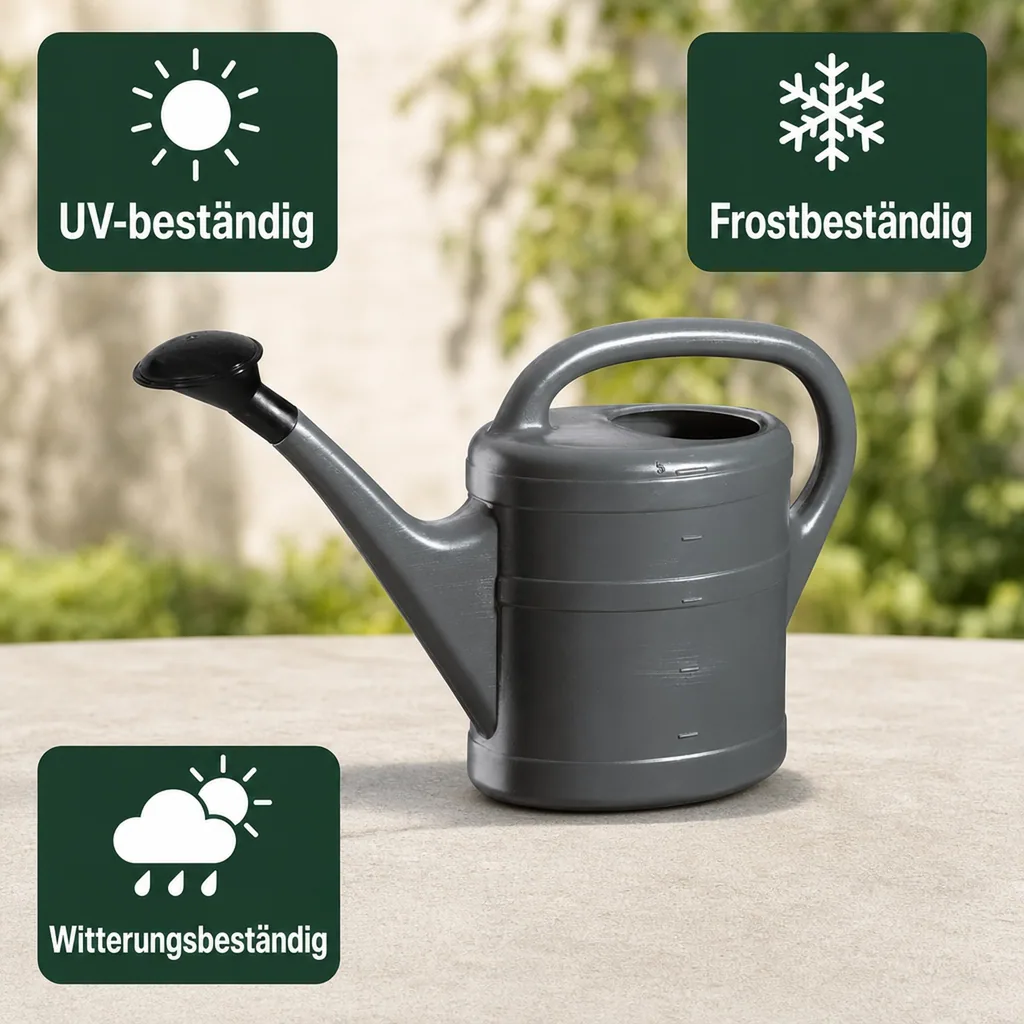 Gießkanne 5l, anthrazit, Kunststoff, Blumengießkanne, mit Brause