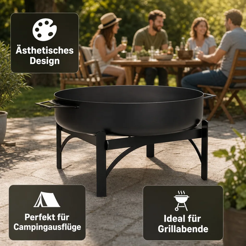 Pfannenständer, Pfannenhalterung, 50 cm Naturstahl, Ständer für Grill