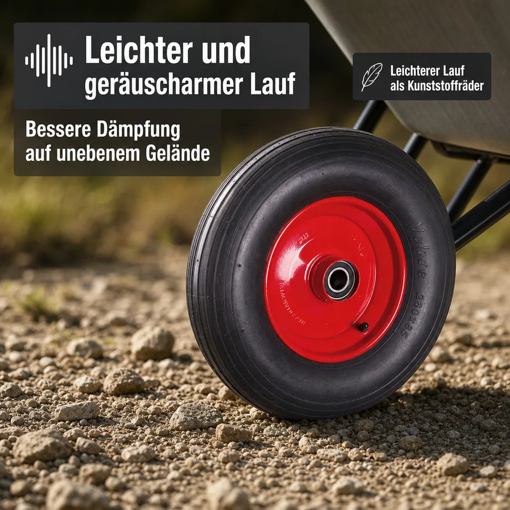 Luftrad 260x85, Stahlfelge, Präzisionslager, Transportkarren Rad
