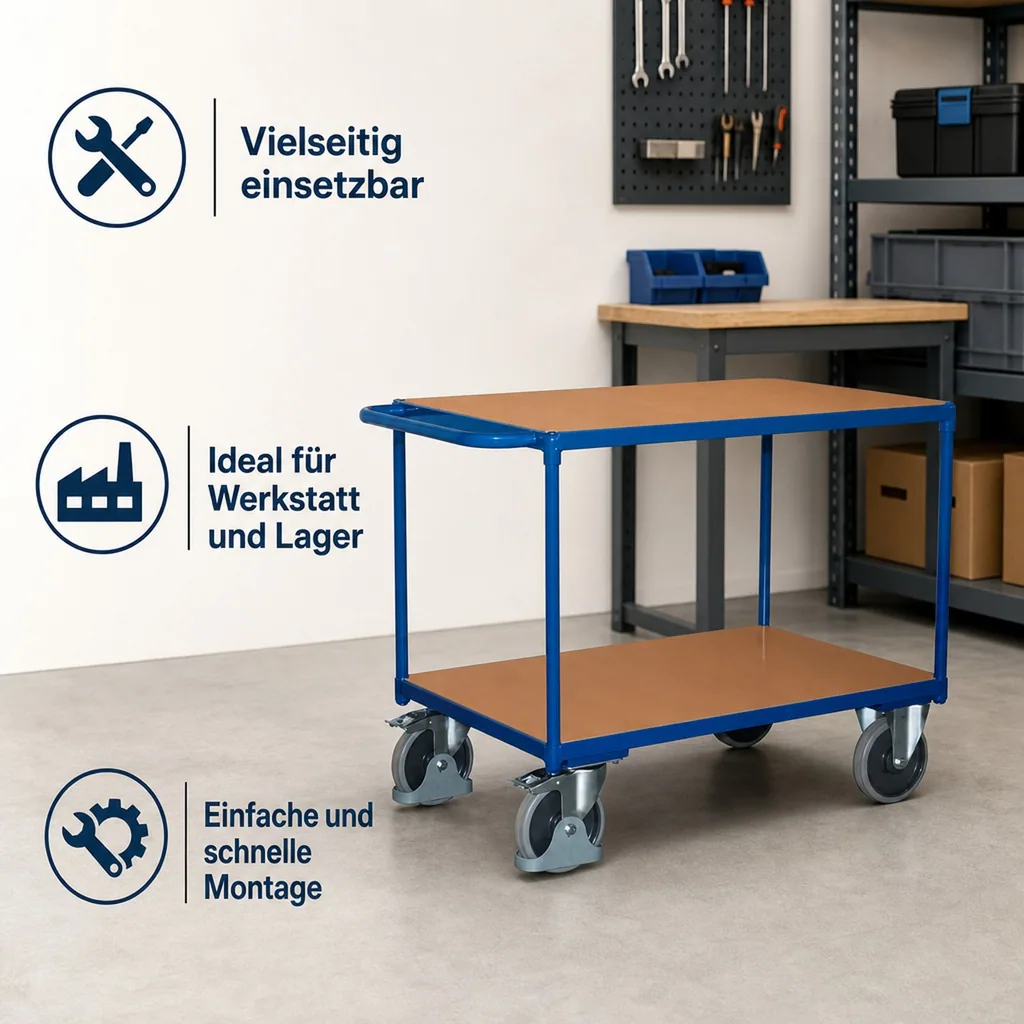 Tischwagen schwerlast, 400 kg, mit 2 Ladeflächen, Etagenwagen