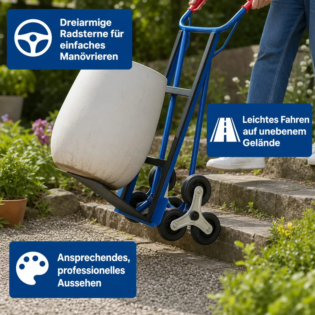 Gerätekarre 250 kg, Stahlrohr, Radsterne, Gummibereifung