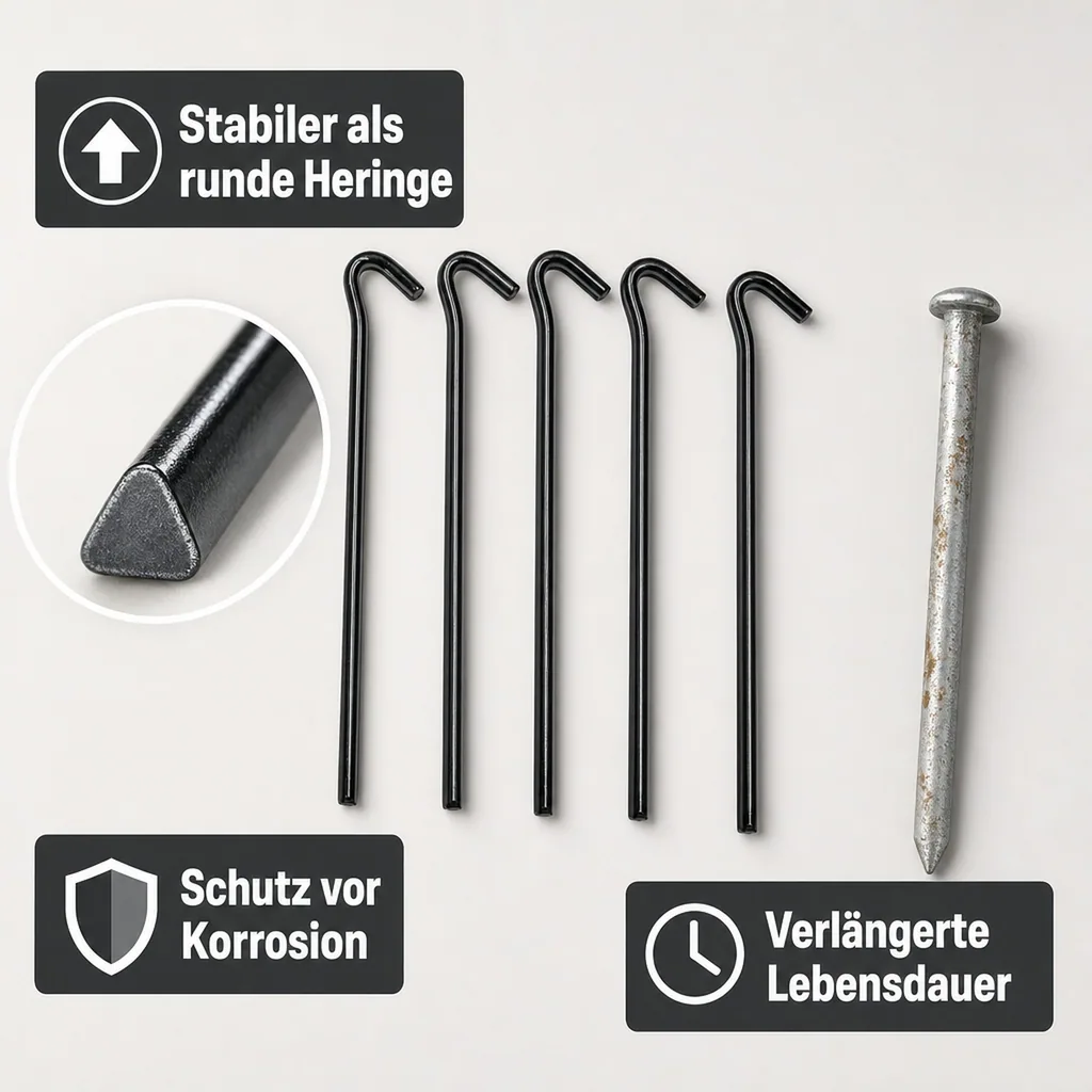 Zeltpflöcke, 5er Set, Dreikant, 30 cm, verzinkt