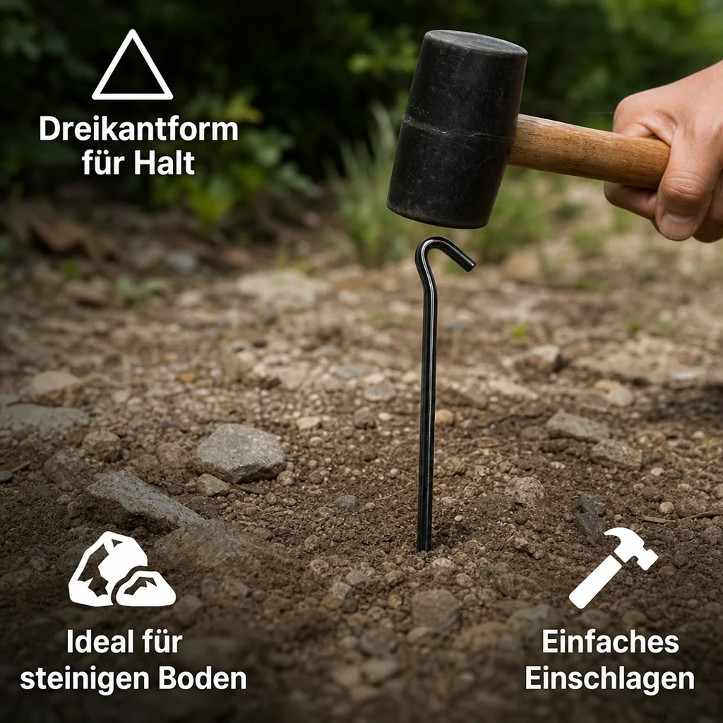 Zeltpflöcke, 5er Set, Dreikant, 30 cm, verzinkt