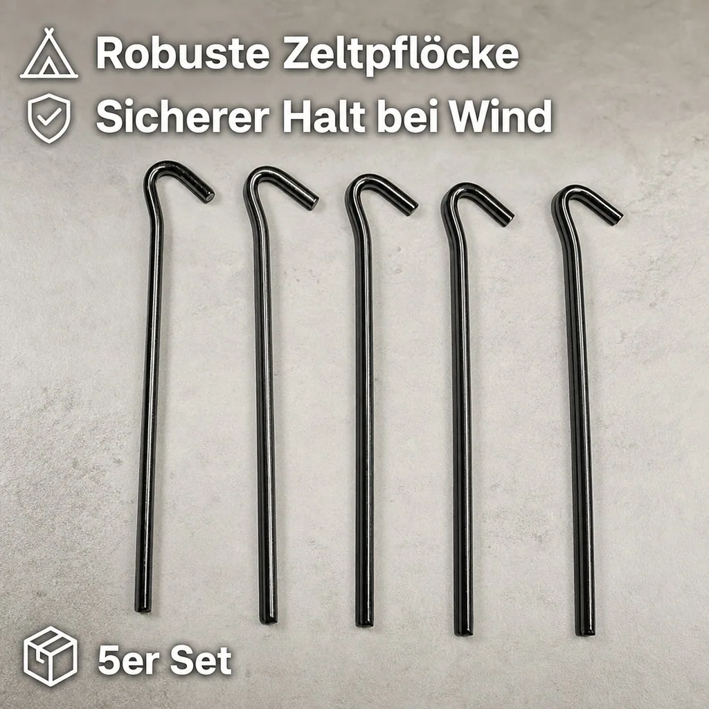 Zeltpflöcke, 5er Set, Dreikant, 30 cm, verzinkt