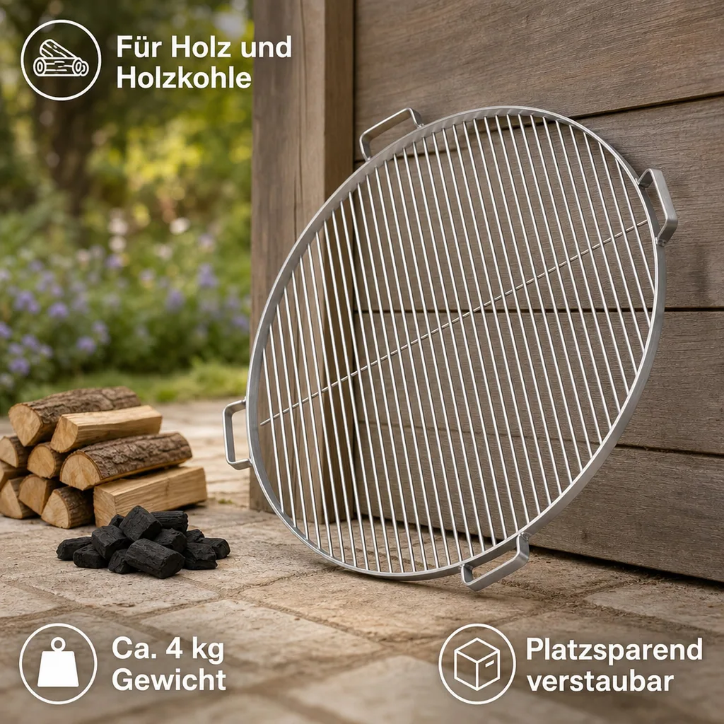 Grillrost 60 cm, Edelstahl, Feuerschale Grillrost