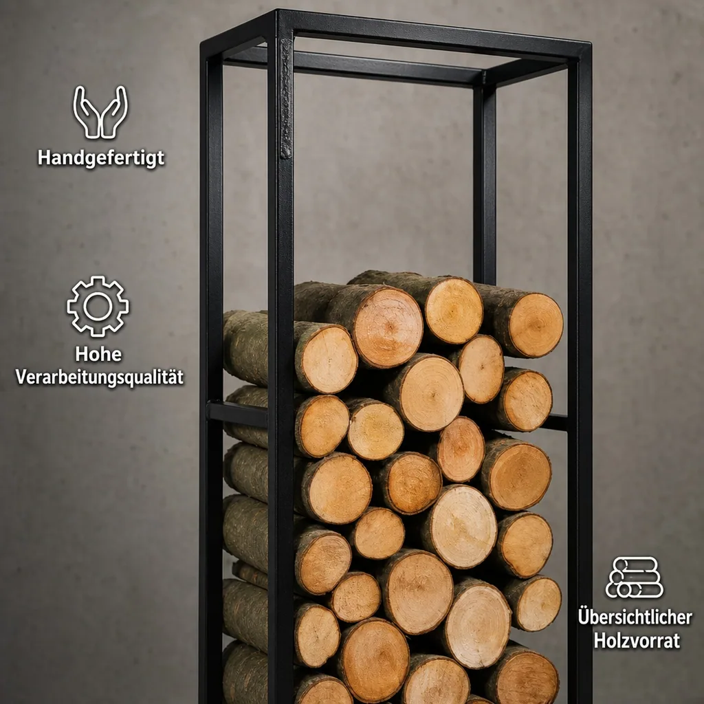 Kaminholzregal Stahl, Brennholzregal, 120x40x20cm, Holzlager Kamin