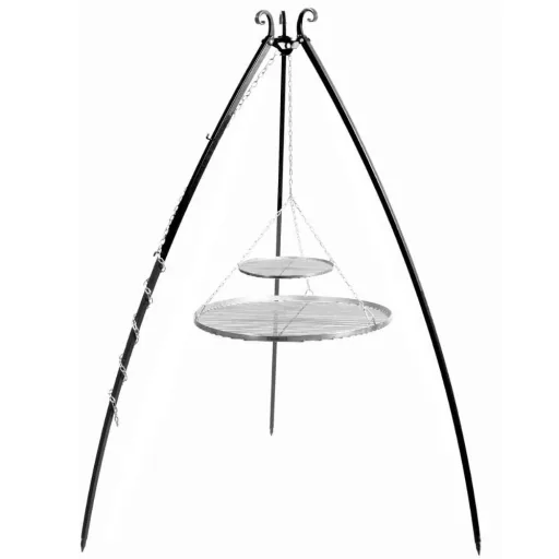 Grill Dreibein mit Kurbel 200cm, Naturstahl