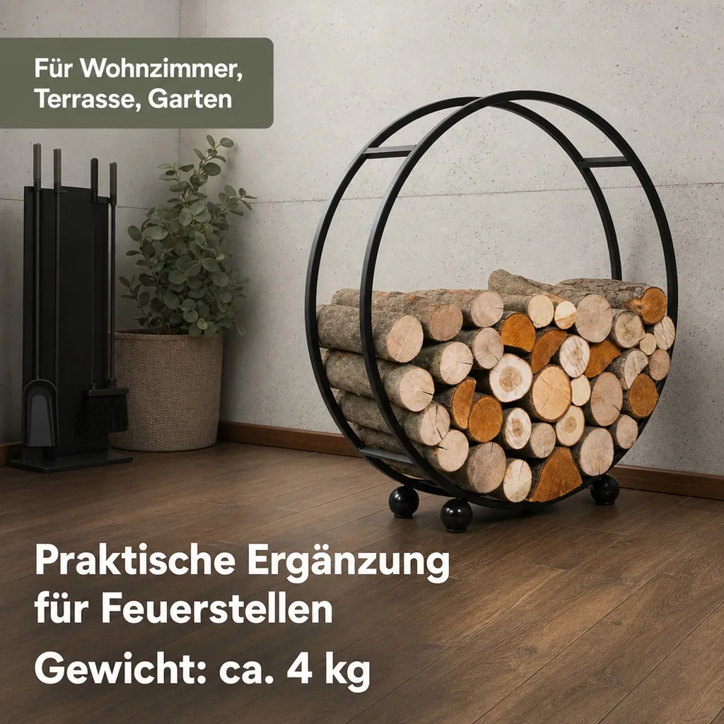 Kaminholzregal „DAISY“ 100 cm - aus Naturstahl