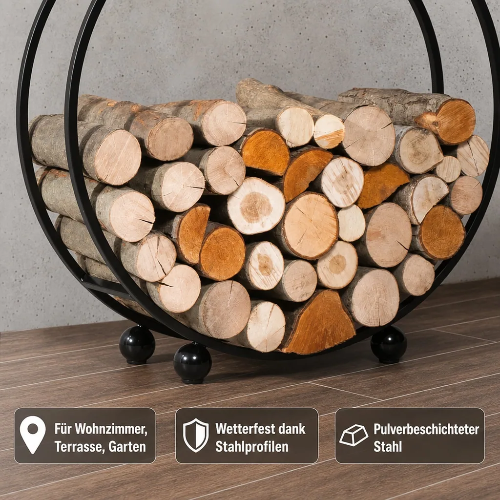 Kaminholzregal „DAISY“ 100 cm - aus Naturstahl