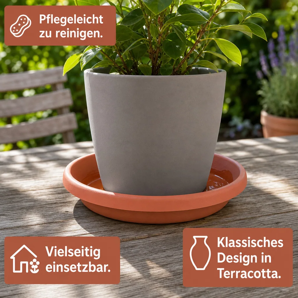Blumentopfuntersetzer, Untersetzer Blumentopf, CYLINDRO, terracotta, ca. \u00d8 13 cm