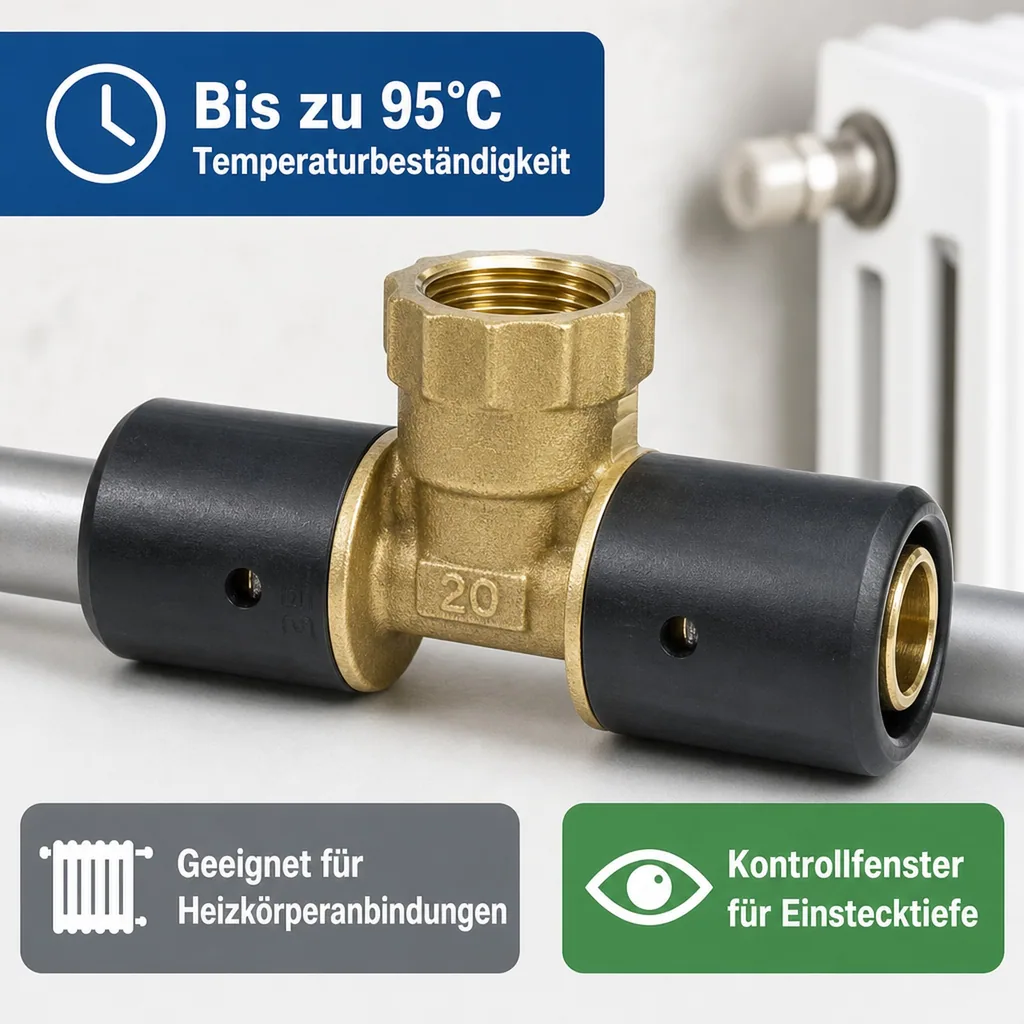 T Stück 20mm, Steckfitting, Rohrverbinder 20mm, Trinkwasserinstallation
