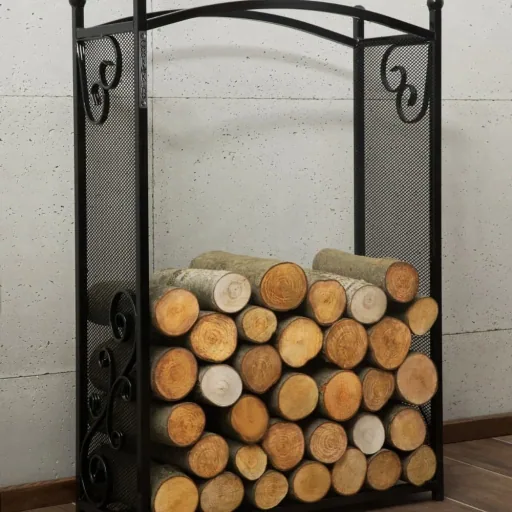 Kaminholzregal Stahl, Brennholzregal, 90x60x25cm