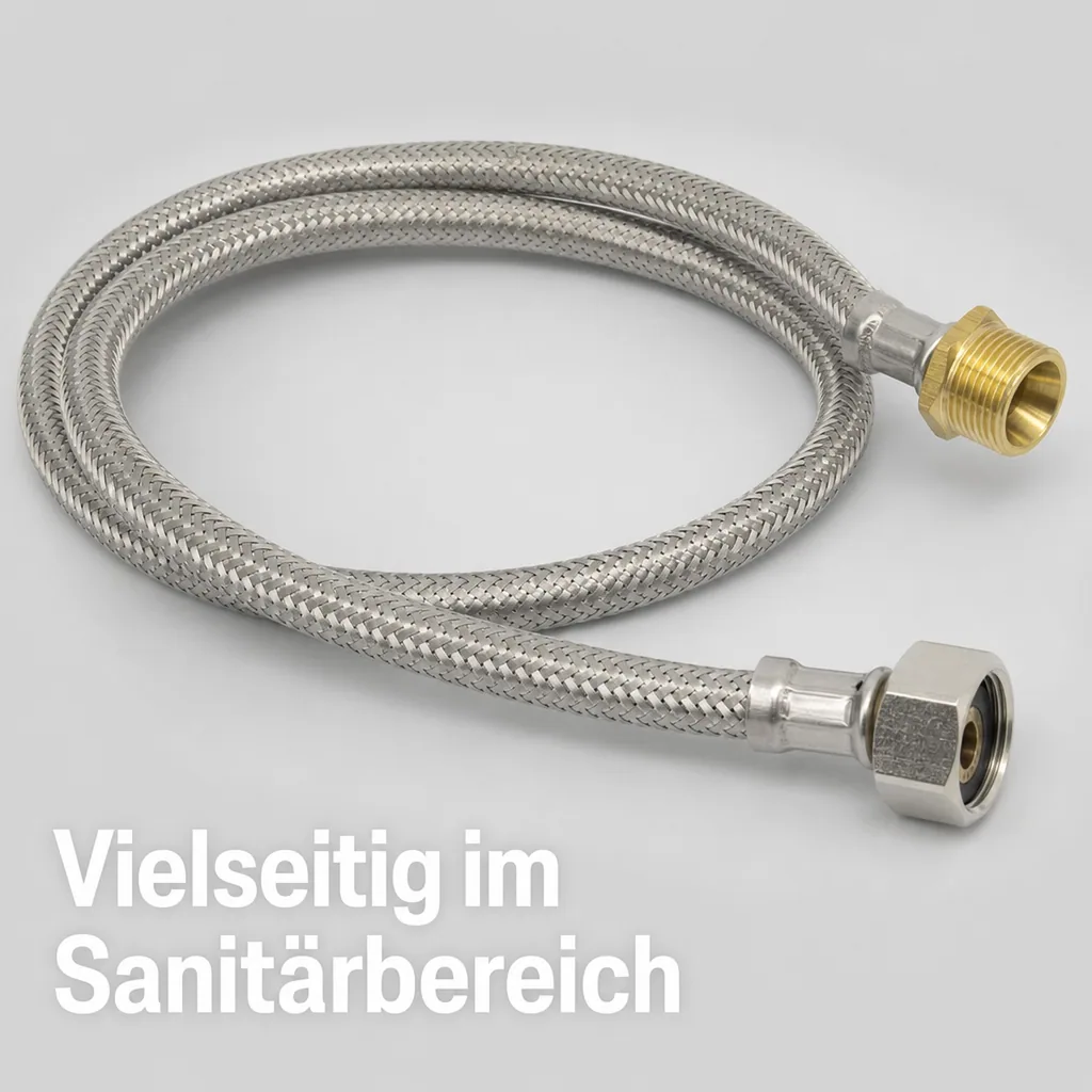 Panzerschlauch, Edelstahl, Flexschlauch, 1/2 Zoll, 800mm, Trinkwasser