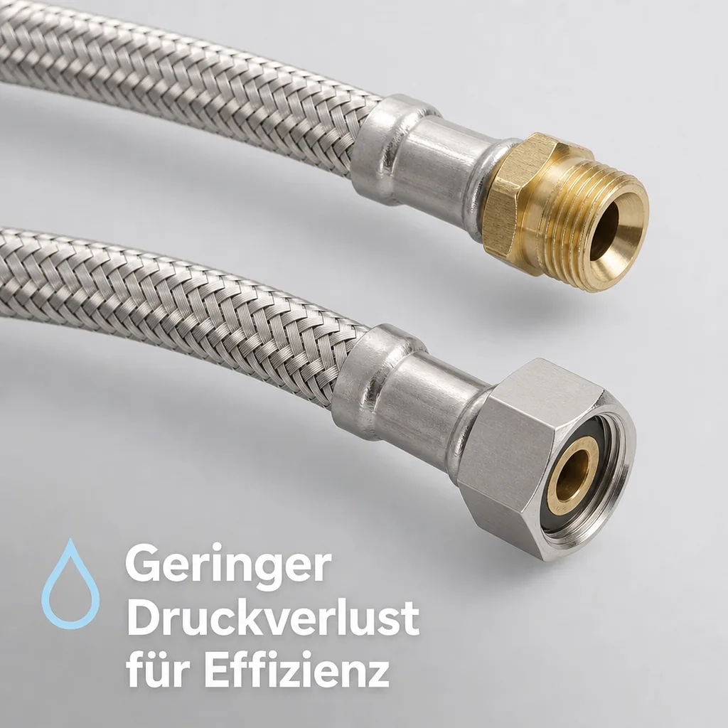 Panzerschlauch DN8, Flexschlauch 3/8 Zoll, Edelstahl, DVGW