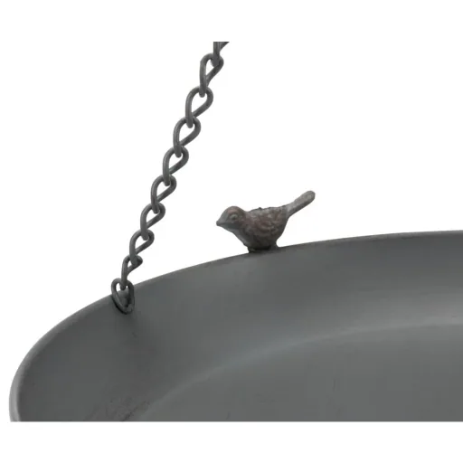 Vogeltränke zum Aufhängen, Vogelbad, Metall, Grau