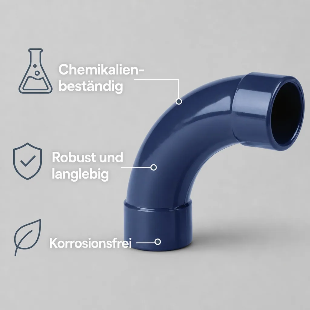 PVC Rohrbogen 40mm, PVC-U 90 Grad Bogen, PN16 Klebefitting