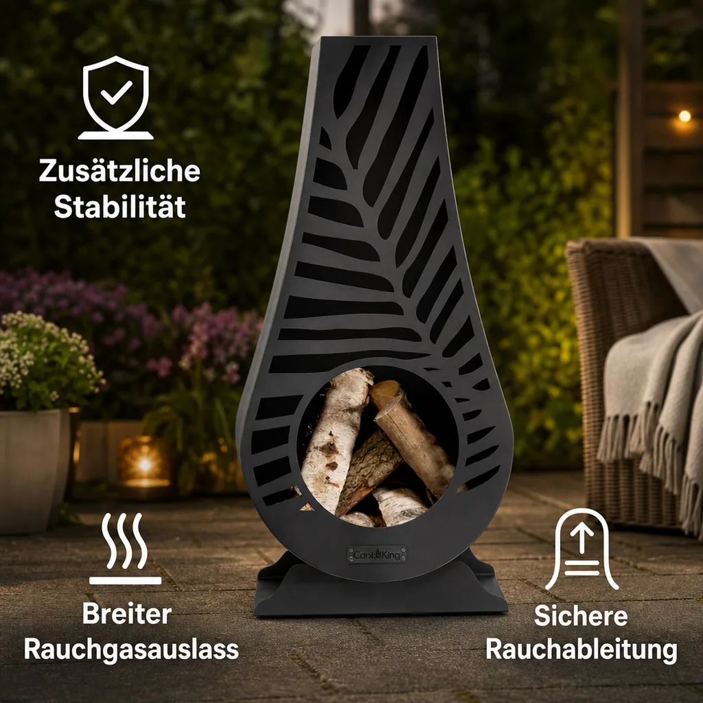 Gartenkamin Stahl, LIMA, Feuerstelle Garten, Aussenkamin