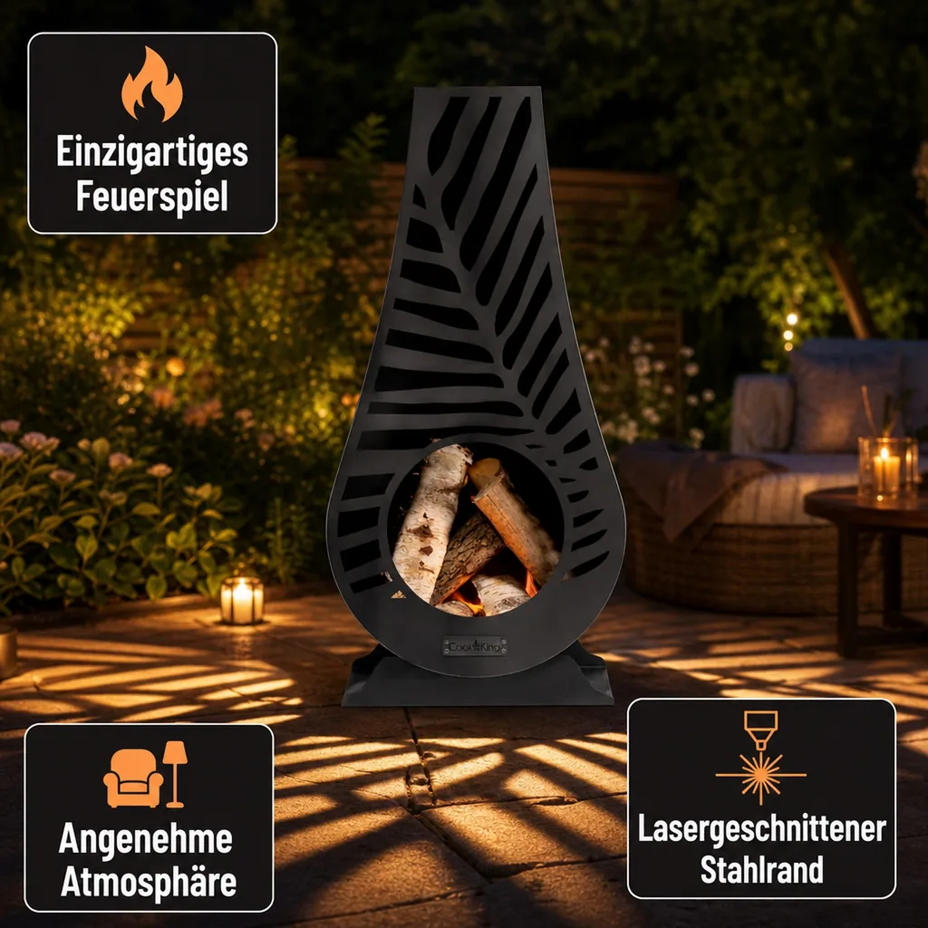 Gartenkamin Stahl, LIMA, Feuerstelle Garten, Aussenkamin