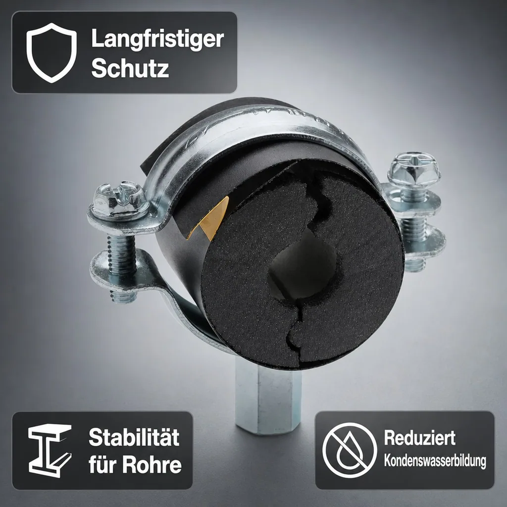 Rohrisolierung, Isolierschelle mit Rohrträger, 28x19mm, druckfest