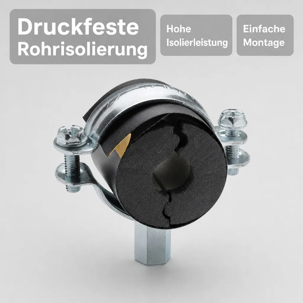 Rohrisolierung, Isolierschelle mit Rohrträger, 28x19mm, druckfest