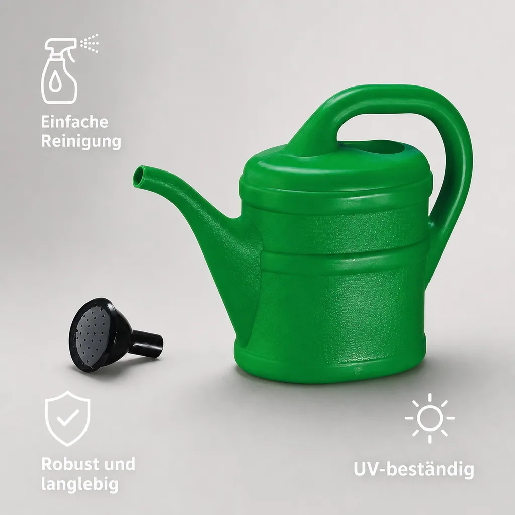 Gießkanne 2 Liter, kleine Kunststoffgießkanne, grün