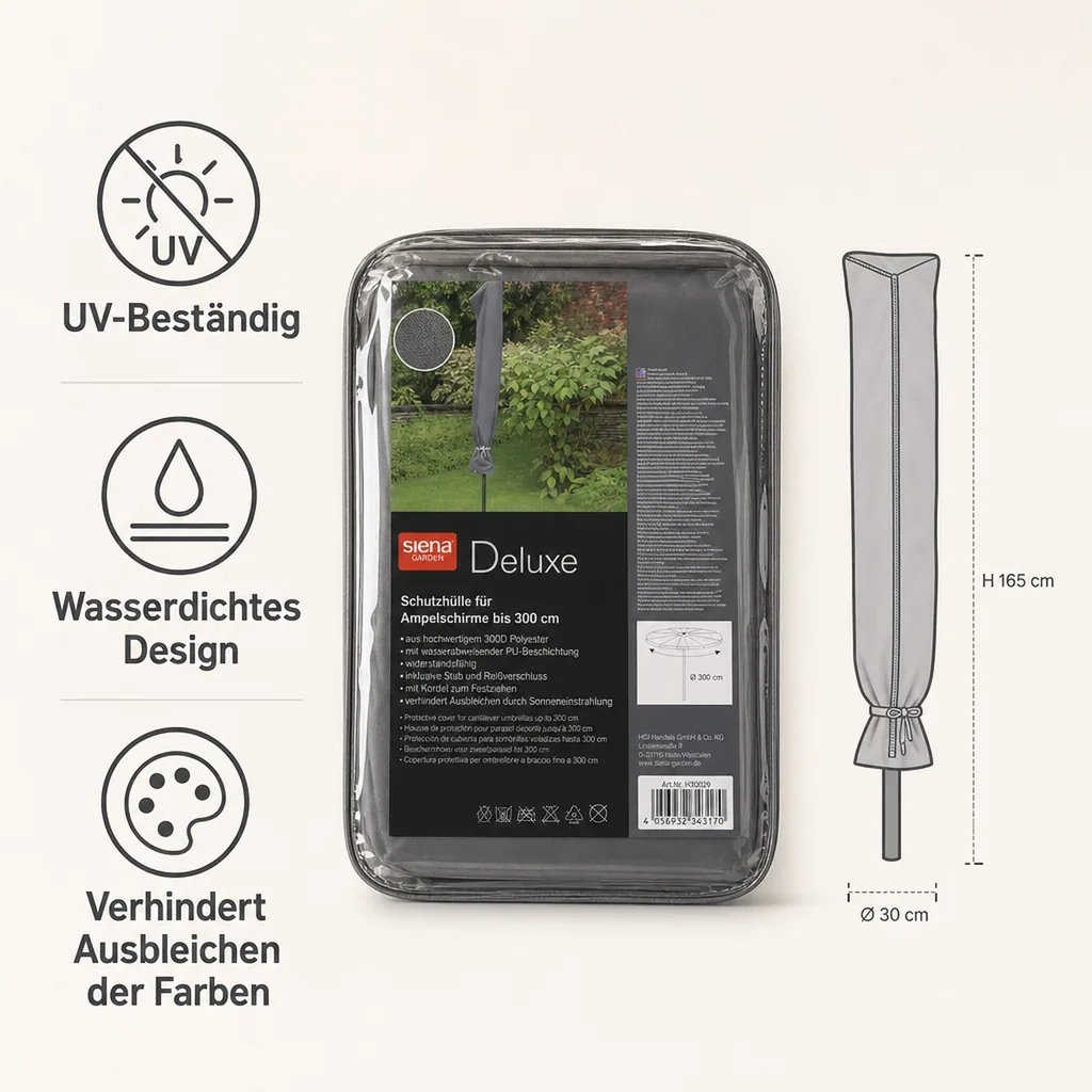 Schutzhülle Gartenschirm, wetterfeste Partyschirm Abdeckung Ø300 cm