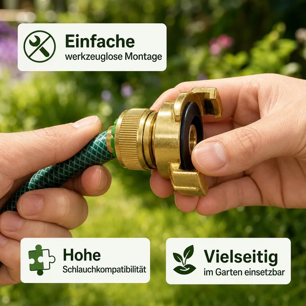 Schlauchkupplung 3/4 Zoll Messing, Schnellkupplung, Schlauchverbinder