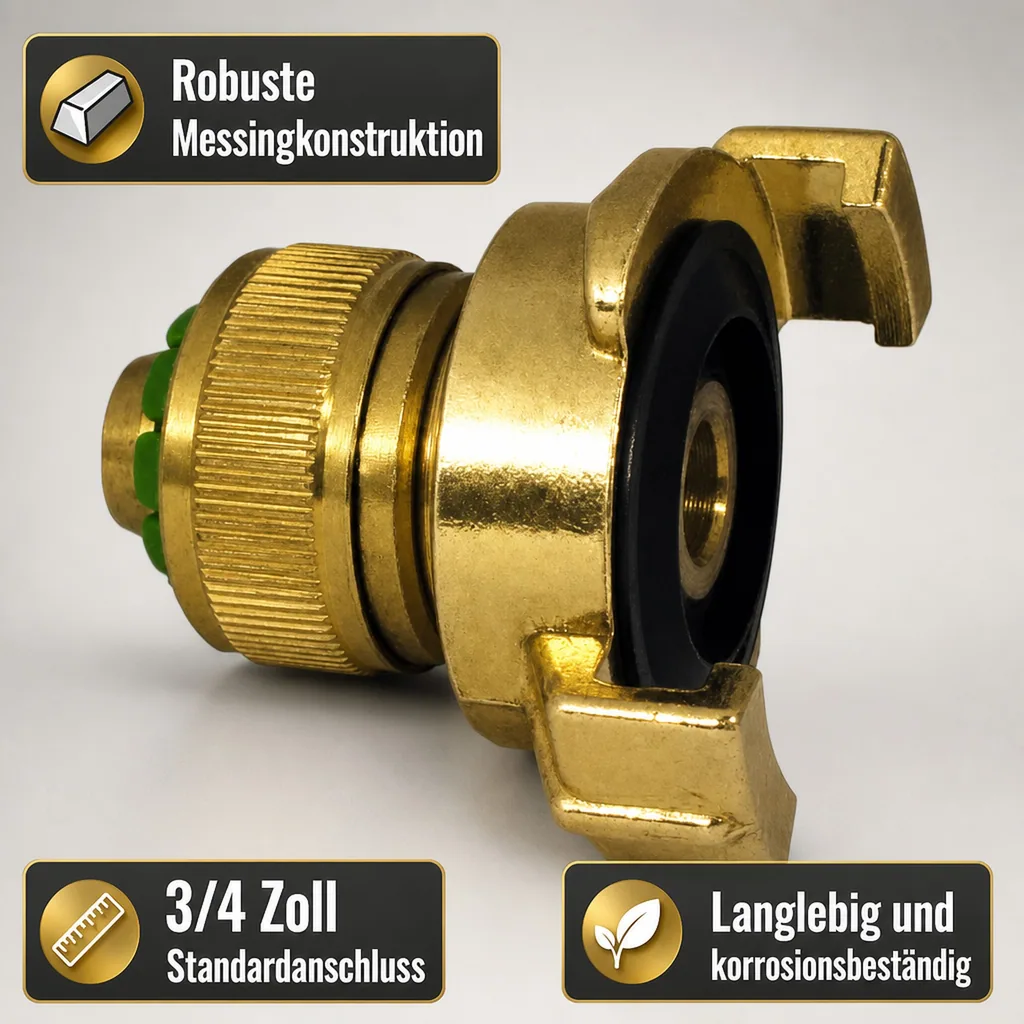 Schlauchkupplung 3/4 Zoll Messing, Schnellkupplung, Schlauchverbinder